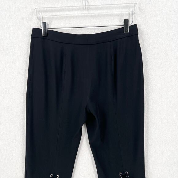 ALEXANDER MCQUEEN Pants Womens 4 Black Cropped Flare Split Hem Lace Up Calf - Picture 5 of 16